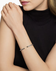 Classic Cable Bracelet in Sterling Silver with 18K Yellow Gold and Black Onyx, 4mm