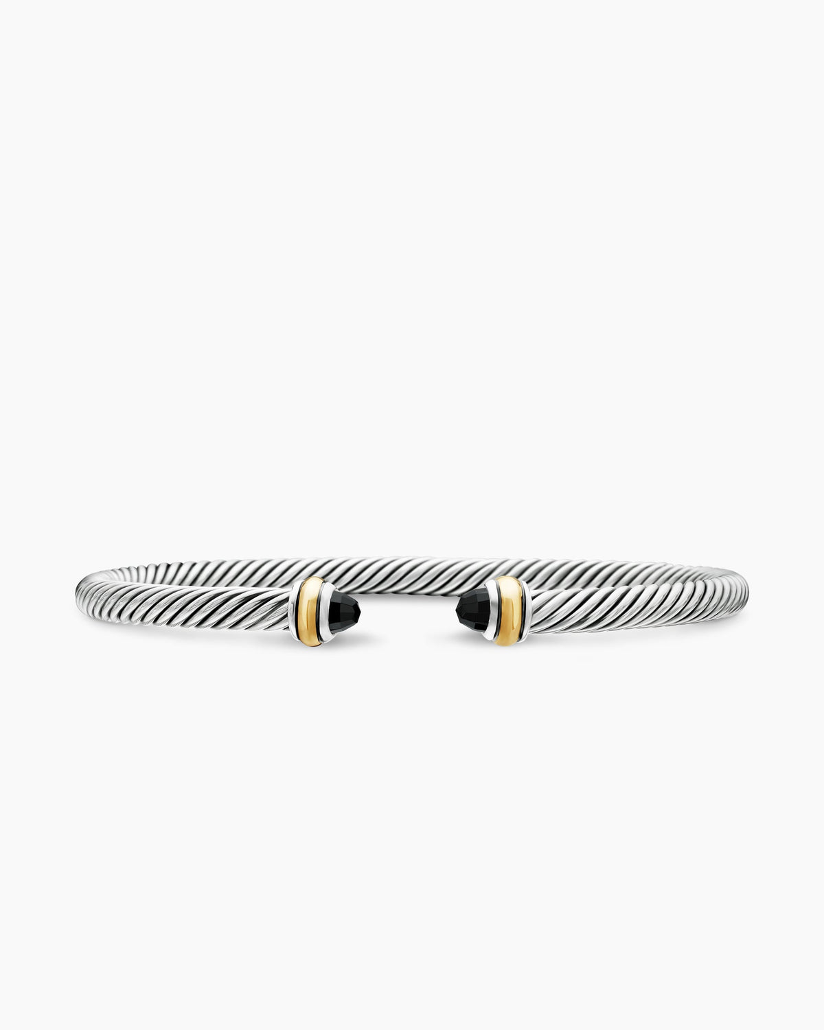 Classic Cable Bracelet in Sterling Silver with 18K Yellow Gold and Black Onyx, 4mm