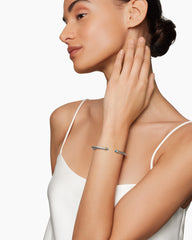 Classic Cable Bracelet in Sterling Silver with 18K Yellow Gold and Blue Topaz, 4mm