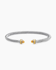 Classic Cable Bracelet in Sterling Silver with 18K Yellow Gold and Citrine, 4mm
