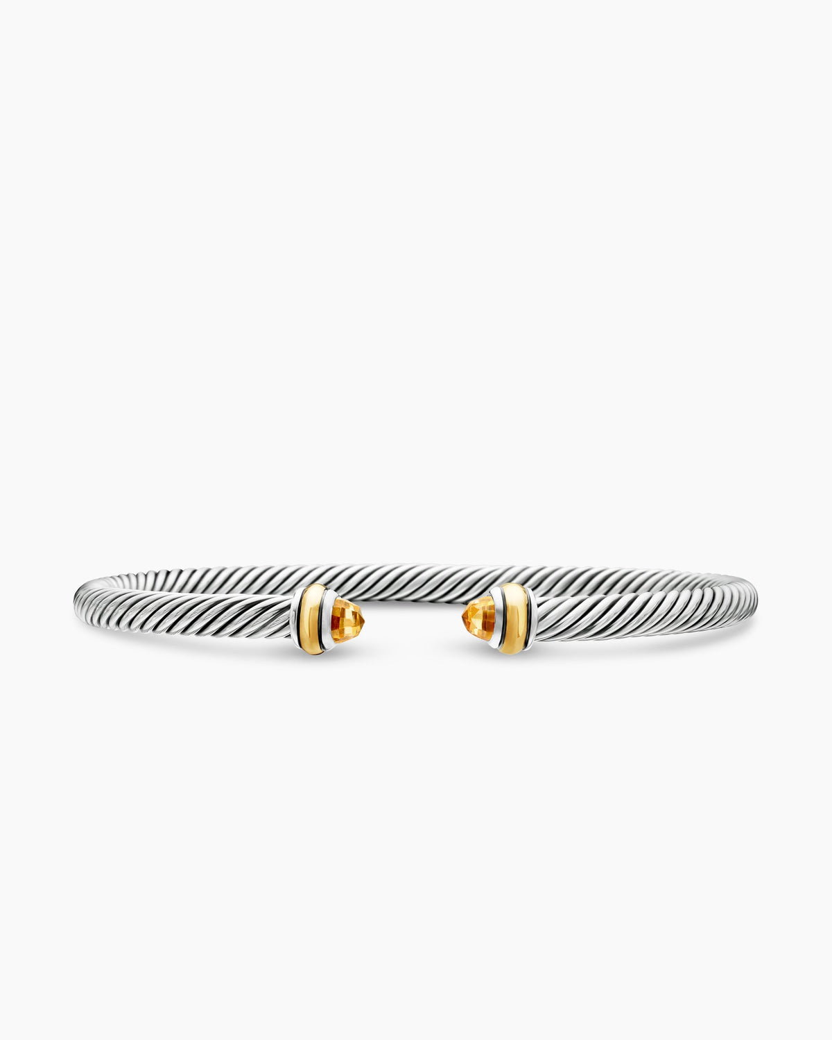 Classic Cable Bracelet in Sterling Silver with 18K Yellow Gold and Citrine, 4mm