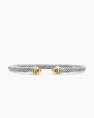 Classic Cable Bracelet in Sterling Silver with 18K Yellow Gold and Citrine, 4mm