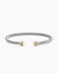 Classic Cable Bracelet in Sterling Silver with 18K Yellow Gold and Pearls, 4mm
