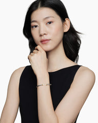 Classic Cable Bracelet in Sterling Silver with 18K Yellow Gold and Pearls, 4mm