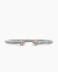 Classic Cable Bracelet in Sterling Silver with Morganite and Diamonds, 4mm