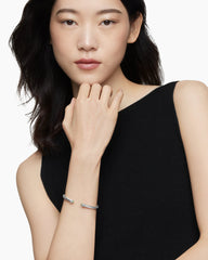 Classic Cable Bracelet in Sterling Silver with Prasiolite and Diamonds, 4mm