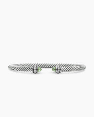 Classic Cable Bracelet in Sterling Silver with Prasiolite and Diamonds, 4mm