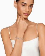 Classic Cable Bracelet in Sterling Silver with Pearls and Diamonds, 4mm