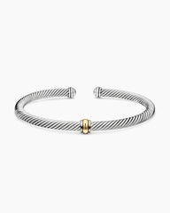 Classic Cable Station Bracelet in Sterling Silver with 18K Yellow Gold, 4mm