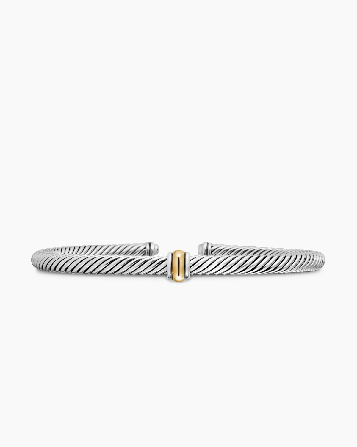 Classic Cable Station Bracelet in Sterling Silver with 18K Yellow Gold, 4mm