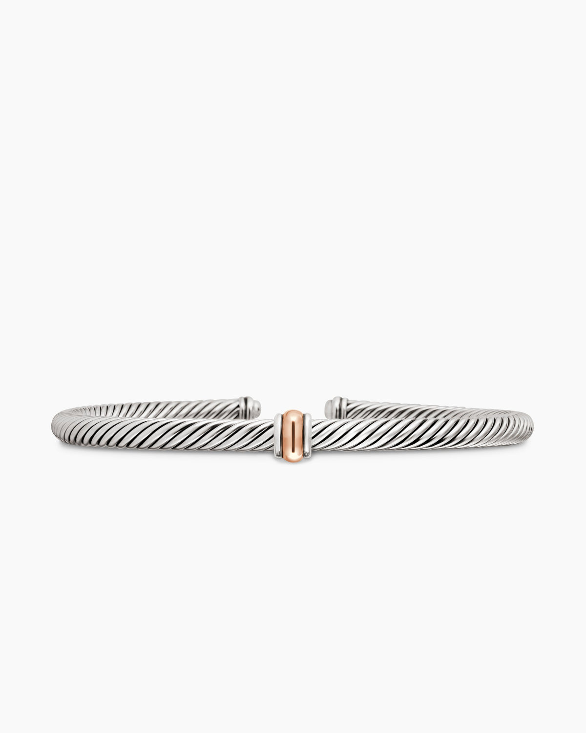 Classic Cable Station Bracelet in Sterling Silver with 18K Rose Gold, 4mm