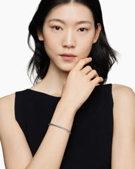 Classic Cable Station Bracelet in Sterling Silver with Diamonds, 4mm