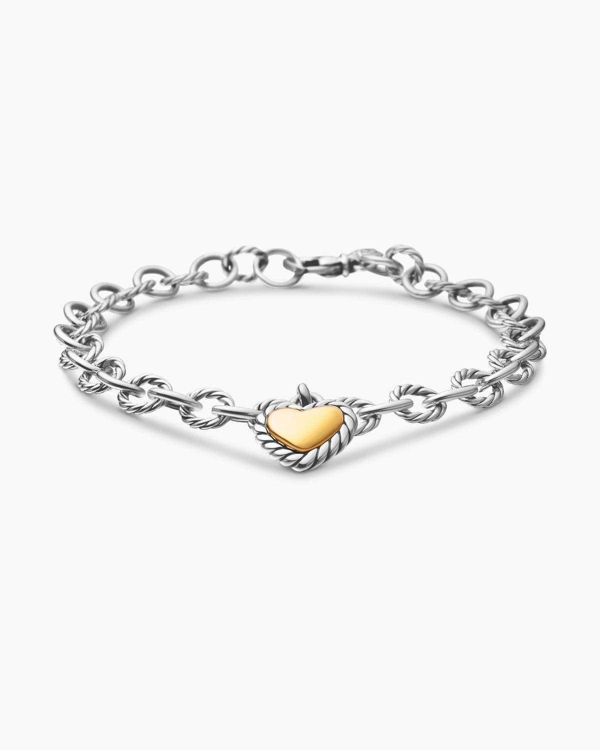 Cable Collectibles® Cookie Classic Heart Bracelet in Sterling Silver with 18K Yellow Gold, 4.5mm