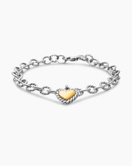 Cable Collectibles® Cookie Classic Heart Bracelet in Sterling Silver with 18K Yellow Gold, 4.5mm