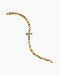 Cross Station Bracelet in 18K Yellow Gold with Diamonds, 5mm