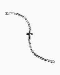 Cross Station Bracelet in Sterling Silver with Black Diamonds, 5mm