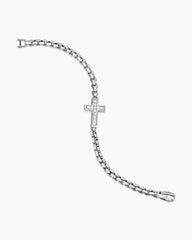 Cross Station Bracelet in Sterling Silver with Diamonds, 5mm