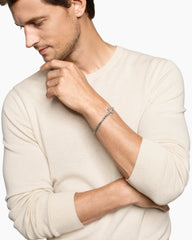 Cross Station Bracelet in Sterling Silver with Diamonds, 5mm