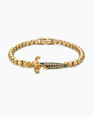 Waves Dagger Bracelet in 18K Yellow Gold with Cognac Diamonds, 5mm