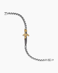 Waves Dagger Bracelet in Sterling Silver with 18K Yellow Gold and Black Diamonds, 5mm