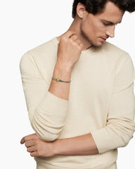 Waves Dagger Bracelet in Sterling Silver with 18K Yellow Gold and Black Diamonds, 5mm