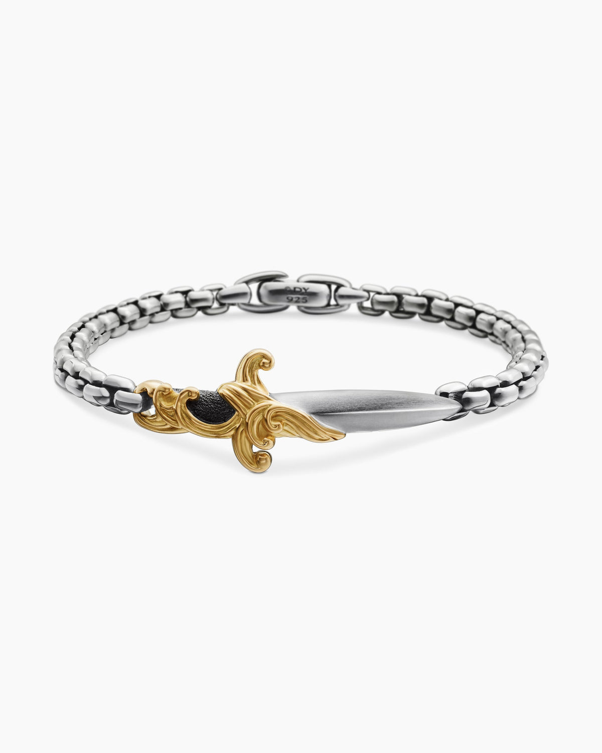 Waves Dagger Bracelet in Sterling Silver with 18K Yellow Gold, 5mm
