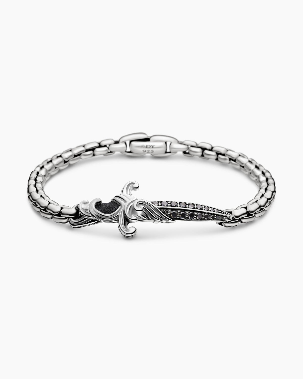 Waves Dagger Bracelet in Sterling Silver with Black Diamonds, 5mm