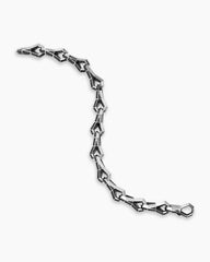 Faceted Link Bracelet in Sterling Silver with Black Diamonds, 12.5mm