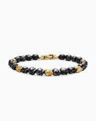 Memento Mori Skull Bracelet in 18K Yellow Gold with Forged Carbon, 6mm