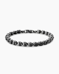 Memento Mori Skull Bead Bracelet in Sterling Silver, 6mm
