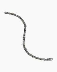 Memento Mori Skull Station Bracelet in Sterling Silver with Labradorite, 6mm