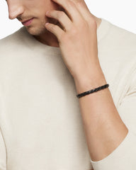 Armory® Bracelet in Black Leather with Sterling Silver, 10.7mm