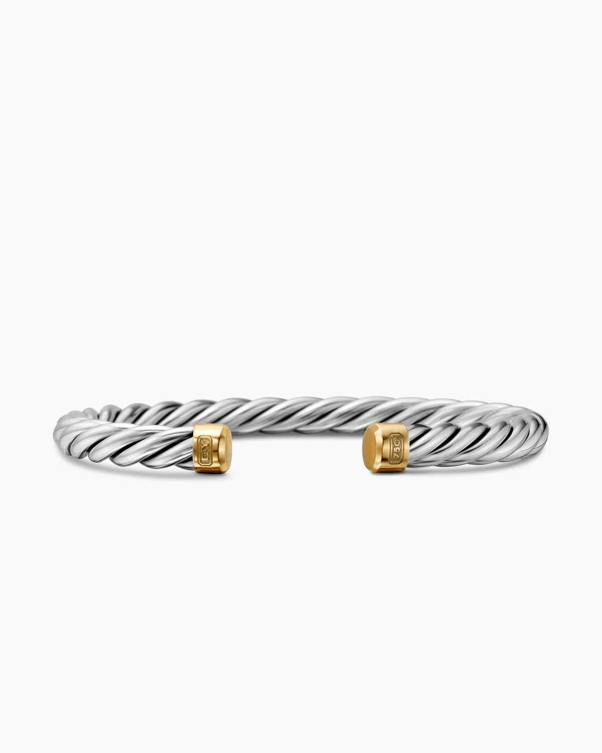 Cable Cuff Bracelet in Sterling Silver with 18K Yellow Gold, 6mm
