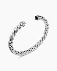Cable Cuff Bracelet in Sterling Silver with Black Diamonds, 6mm