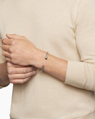 Cable Cuff Bracelet in Sterling Silver with Black Diamonds, 6mm