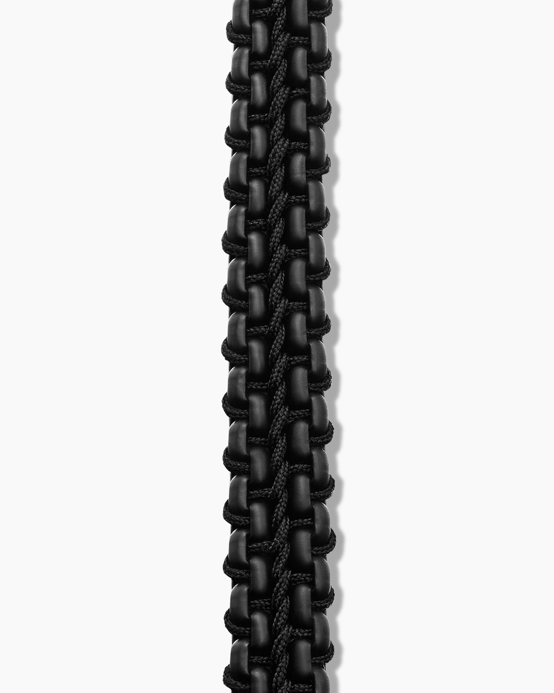 Woven Box Chain Bracelet in Sterling Silver with Black Stainless Steel and Black Nylon, 10mm