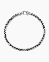 Woven Box Chain Bracelet in Sterling Silver with Black Nylon, 10mm