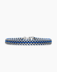 Woven Box Chain Bracelet in Sterling Silver with Blue Nylon, 10mm