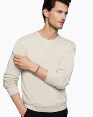 Woven Box Chain Bracelet in Sterling Silver with Black Nylon, 12mm