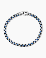 Woven Box Chain Bracelet in Sterling Silver with Blue Nylon, 12mm