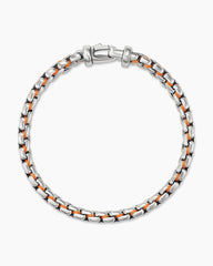 Woven Box Chain Bracelet in Sterling Silver with Orange Nylon, 12mm