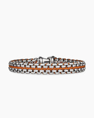 Woven Box Chain Bracelet in Sterling Silver with Orange Nylon, 12mm