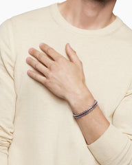 Woven Box Chain Bracelet in Sterling Silver with Red Nylon, 12mm