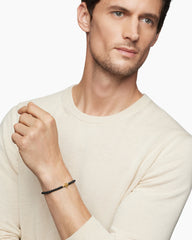 Spiritual Beads Cross Station Bracelet with Black Onyx and 18K Yellow Gold, 4mm