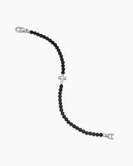 Spiritual Beads Cross Station Bracelet in Sterling Silver with Black Onyx, 4mm