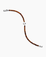 Spiritual Beads Cross Station Bracelet in Sterling Silver with Tiger’s Eye, 4mm