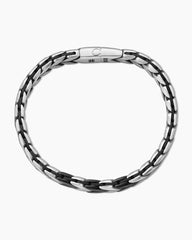 Chevron Woven Bracelet in Black Titanium with Sterling Silver and Black Nylon, 12mm