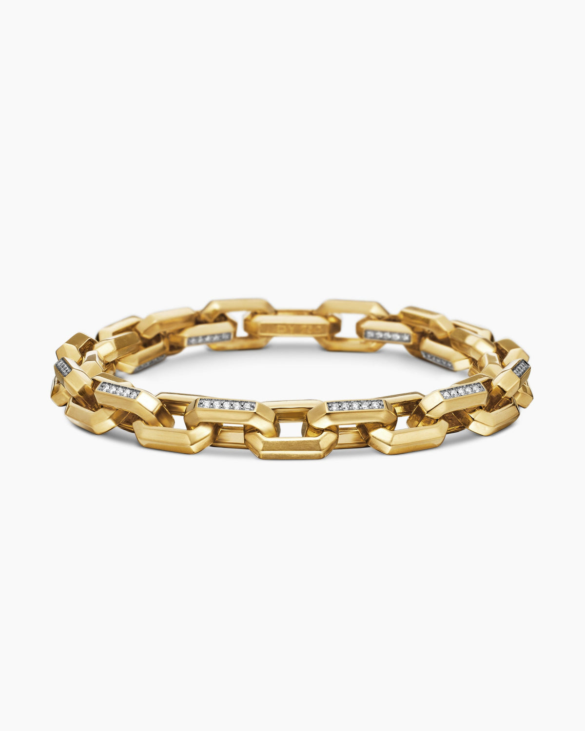 Streamline® Heirloom Chain Link Bracelet in 18K Yellow Gold with Pavé Diamonds, 7.5mm