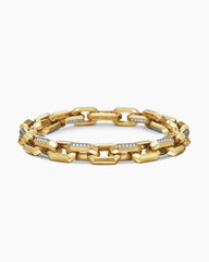 Streamline® Heirloom Chain Link Bracelet in 18K Yellow Gold with Pavé Diamonds, 7.5mm