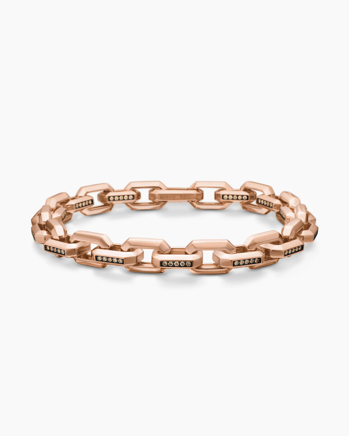 Streamline® Heirloom Chain Link Bracelet in 18K Rose Gold with Pavé Cognac Diamonds, 7.5mm